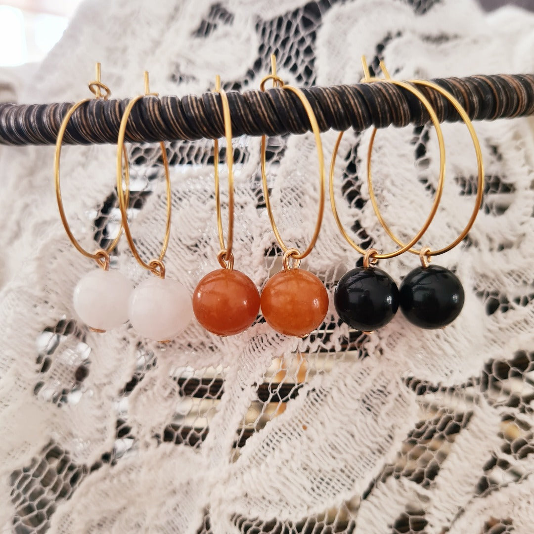 Gouden stainless steel ringen met obsidiaan