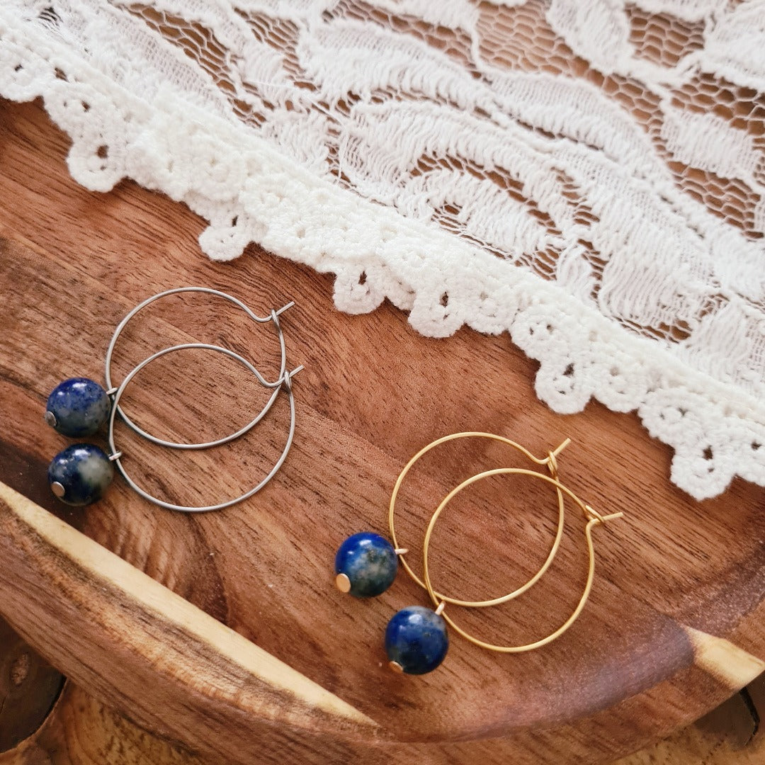 Stijlvolle zilveren stainless steel ringen met lapis lazuli steentje