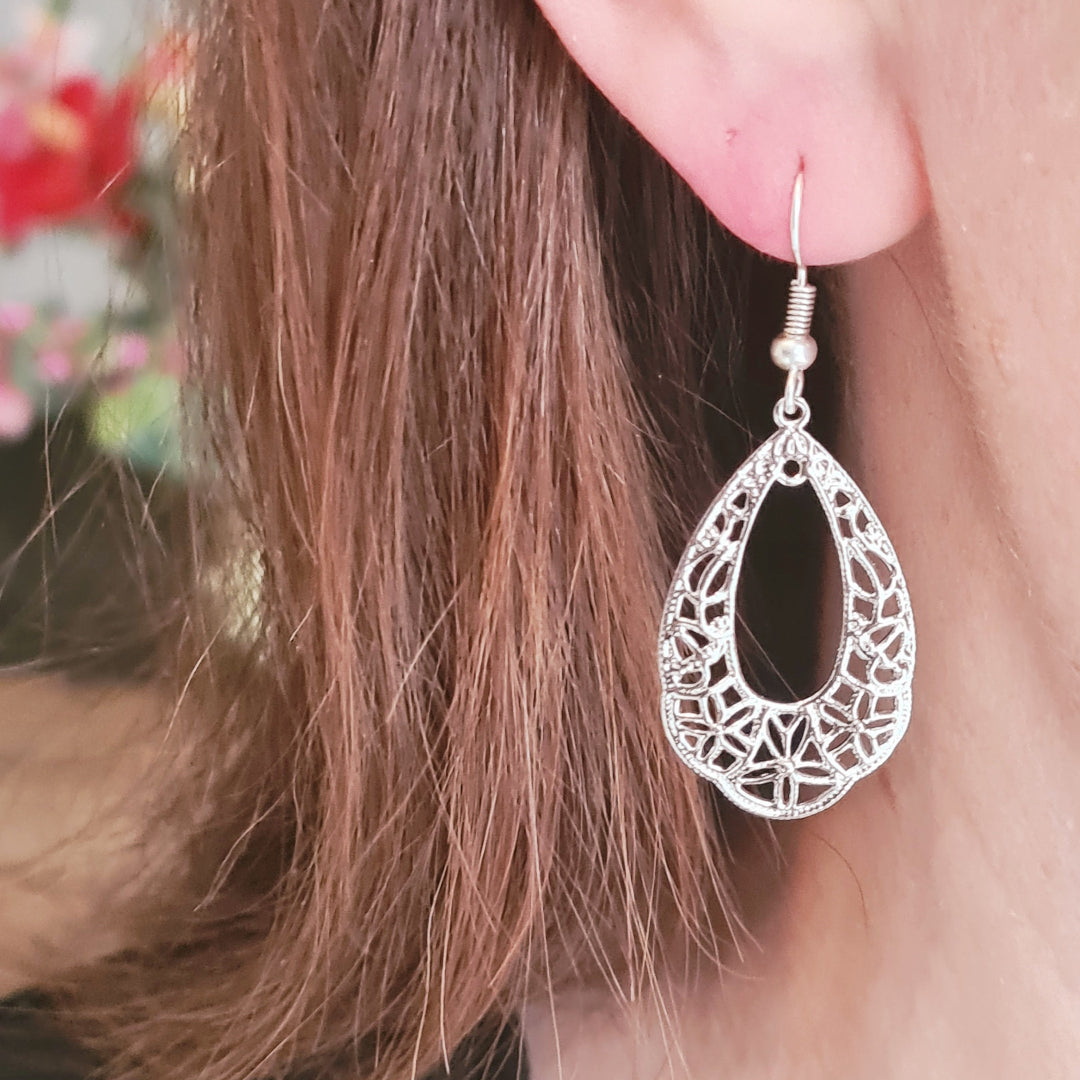 Elegante zilveren bohemian oorbellen