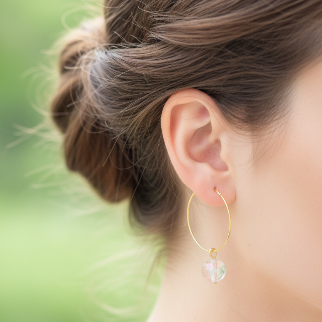 Stainless steel ringen in zilver of goud met transparante glaskraal