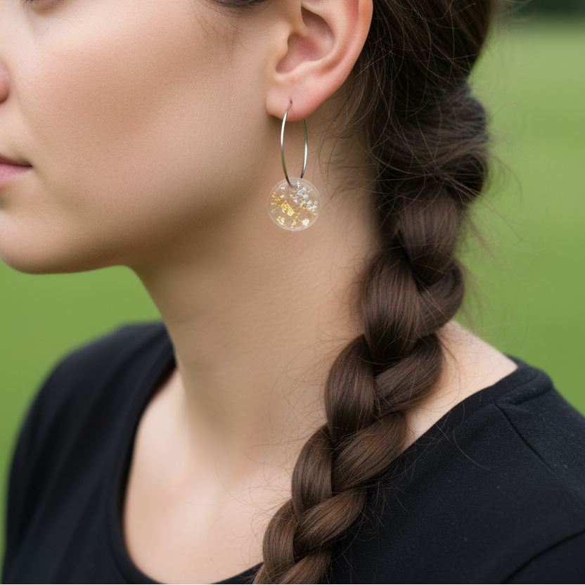 Gedragen modelfoto resin oorbel - grotere ring