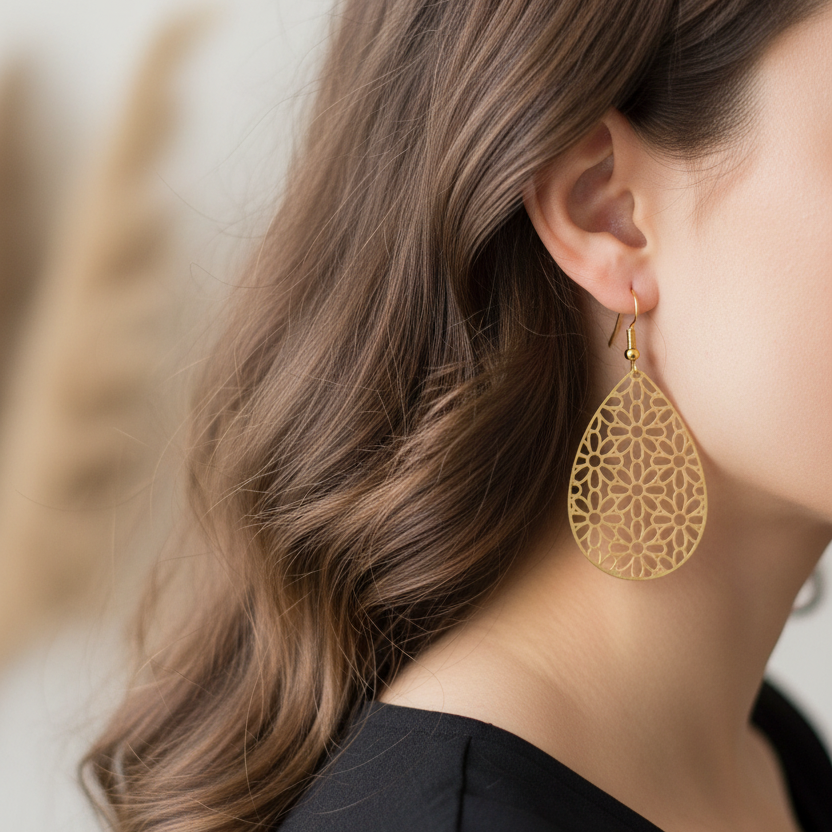 Gouden filigraan druppel - van achteren