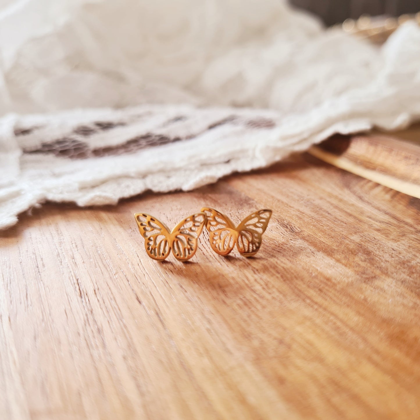 vlinderstekertjes stainless steel in goud