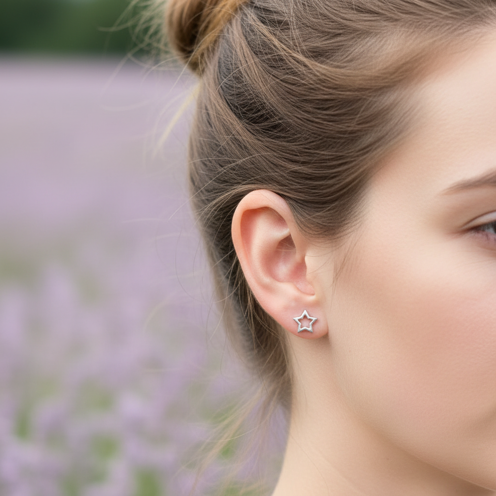 Zilveren ster stekers - handgemaakte sieraden