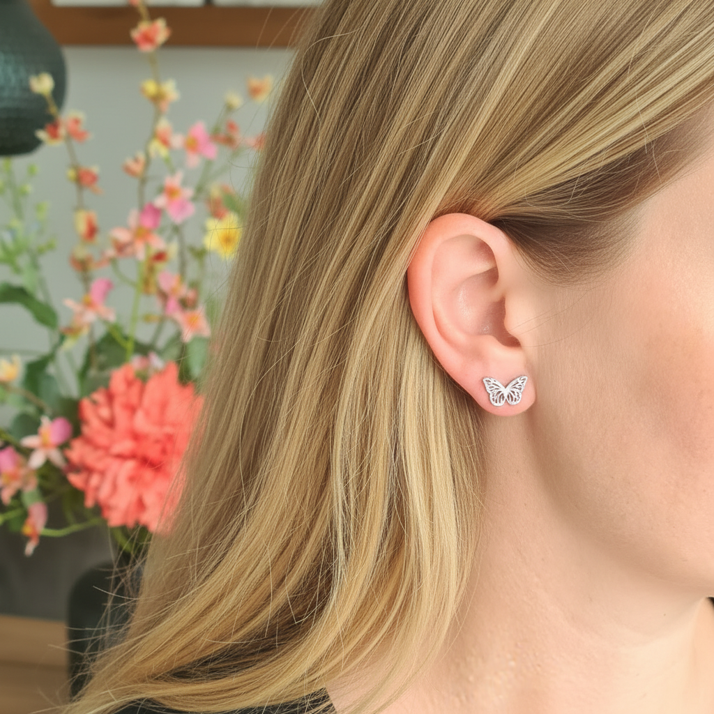 Zilveren vlinder oorbellen ander model
