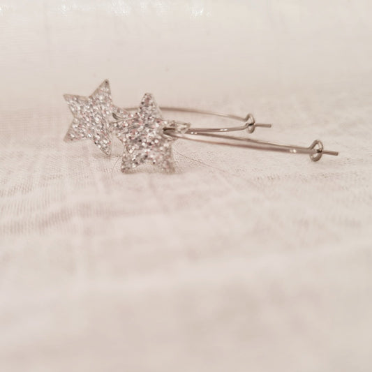 Zilveren ringen met plex ster bedel in zilver glitter