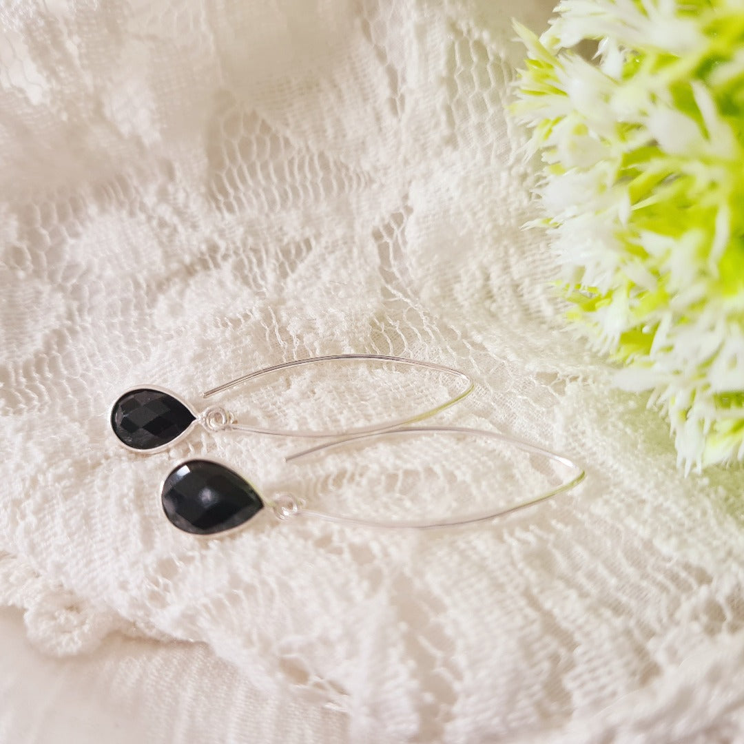 Oorbellen van 925 zilver met onyx steen