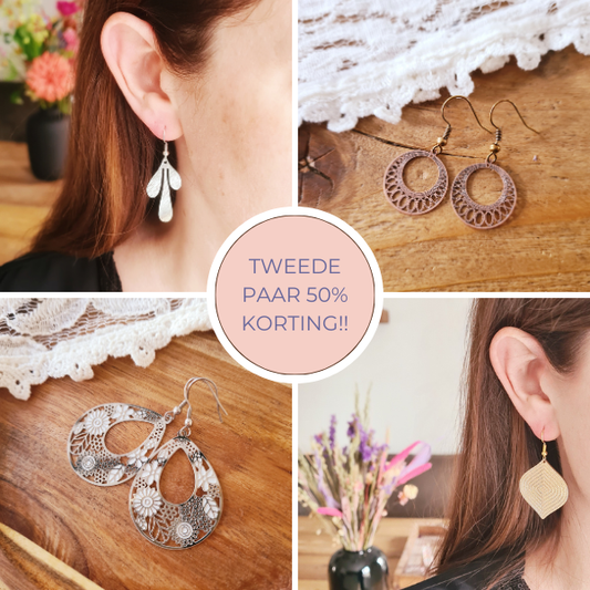 Shop jouw tweede paar oorbellen deze maand met 50% korting!