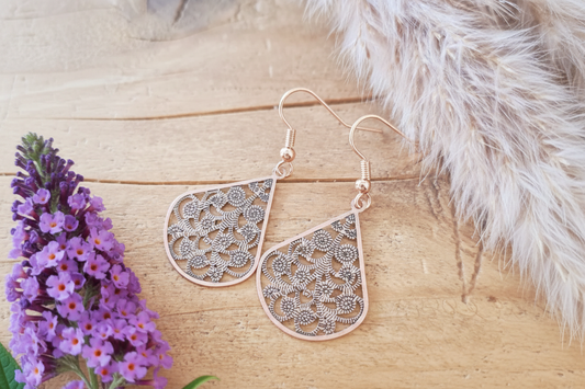 Boho oorbellen in brons druppel oorbellen
