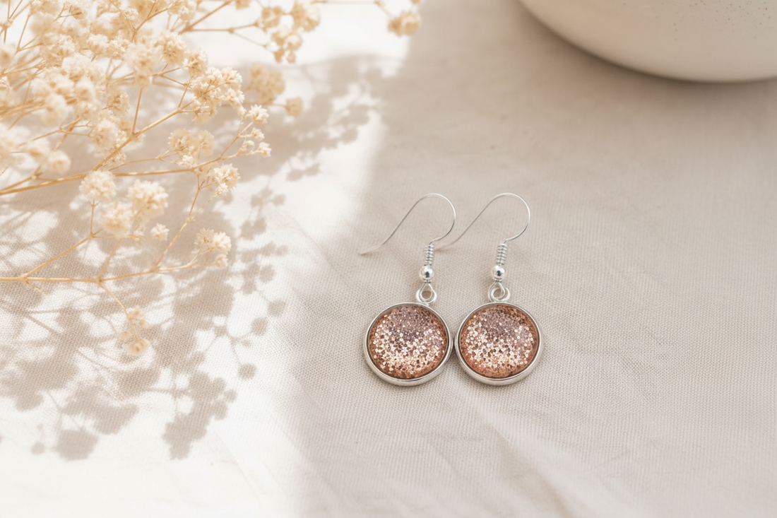 korte hangertjes met roze glittersteen