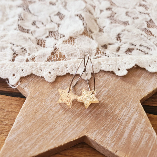 Zilveren ringen met plex ster bedel in lichtgoud glitter