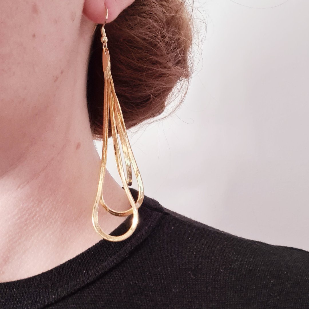 Chique lange party oorbel in goud