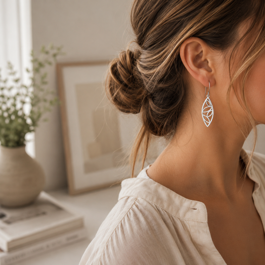 925 sterling zilveren oorbellen in bladvorm elips