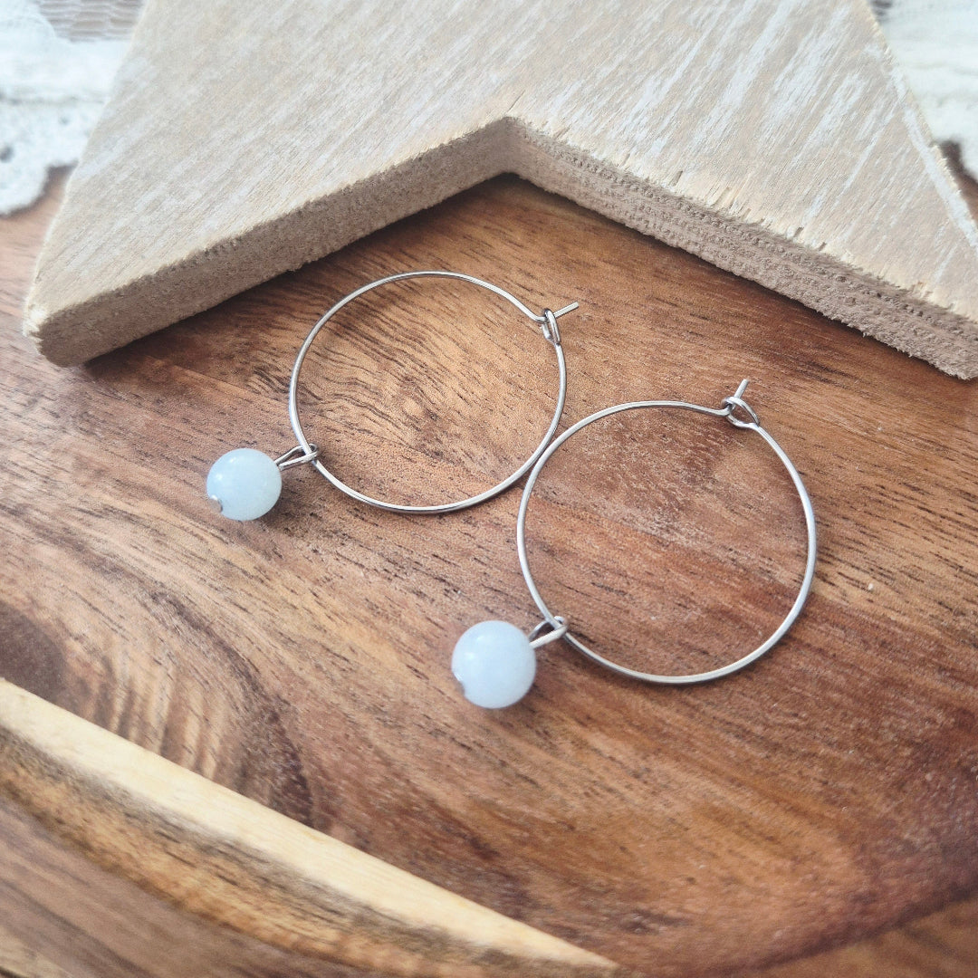 Zilveren ringen stainless steel met aquamarijn steentje