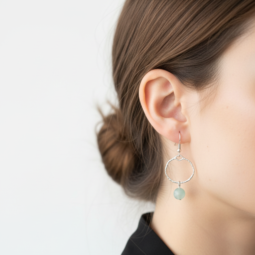 Amazoniet oorbellen profiel zonder oog