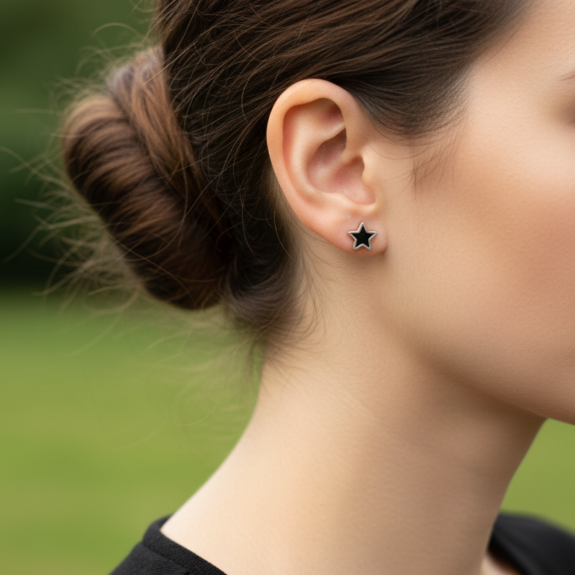 Gedragen modelfoto sterretjes oorknopjes