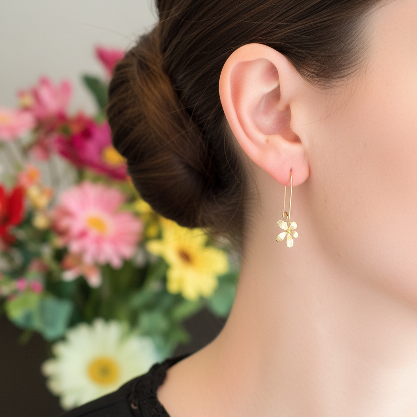 Gold flower earrings new try