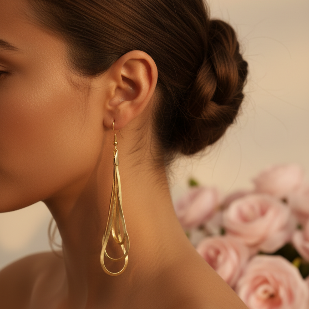 Gold teardrop earrings different model no eye