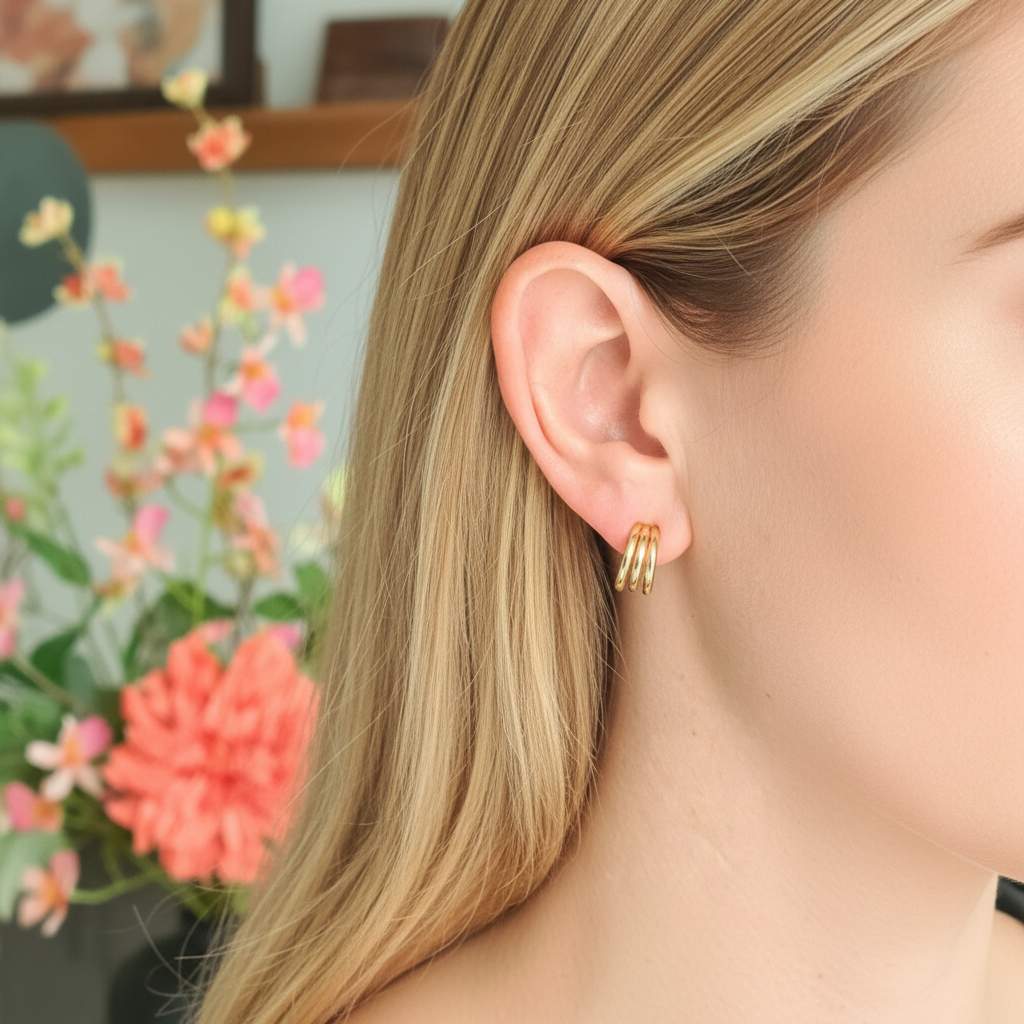 Gouden 3-in-1 ringetjes ander model met kaaklijn