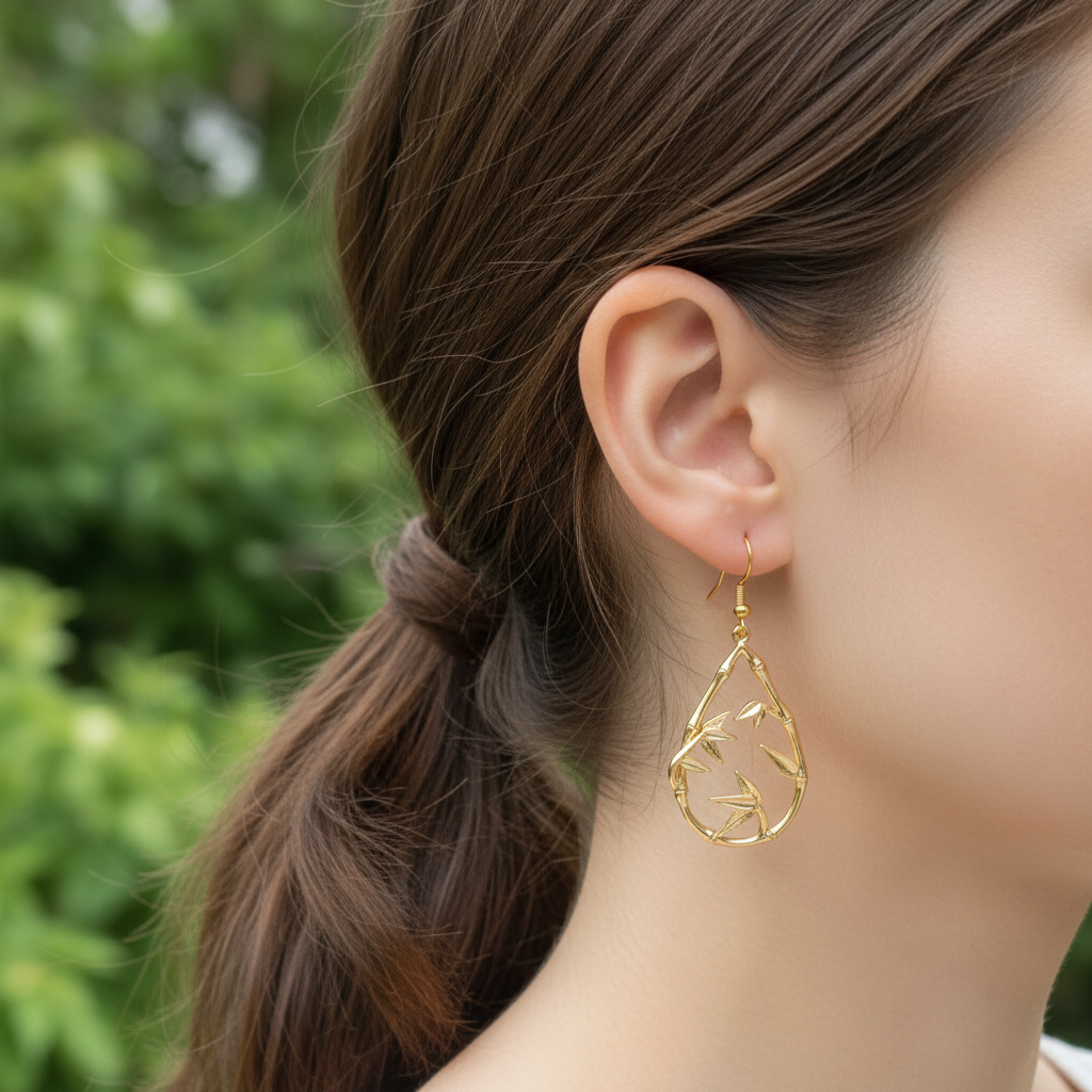 Gouden bamboe oorbellen