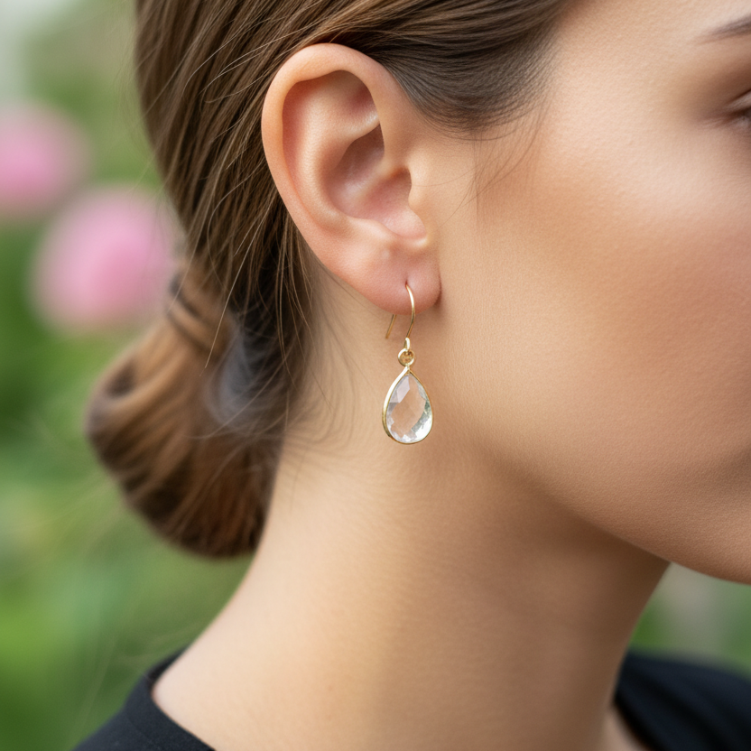 Gouden bergkristal druppel oorbellen - Europees model