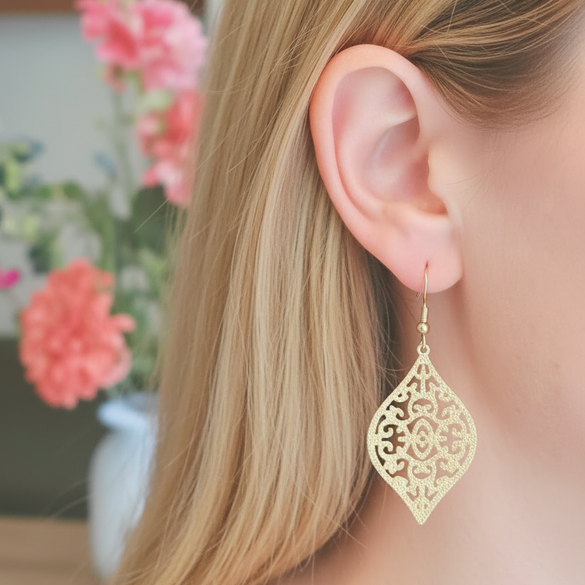 Gouden diamant filigraan oorbellen - ander model