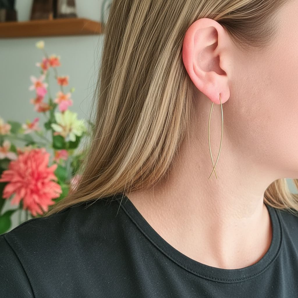 Gouden draadoorbel echt geen oog