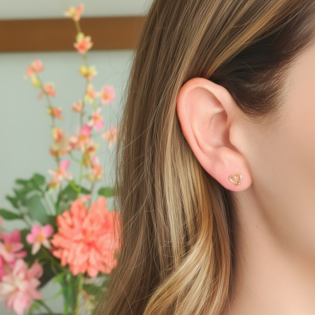 Gouden hartjes oorbellen nieuwe stijl