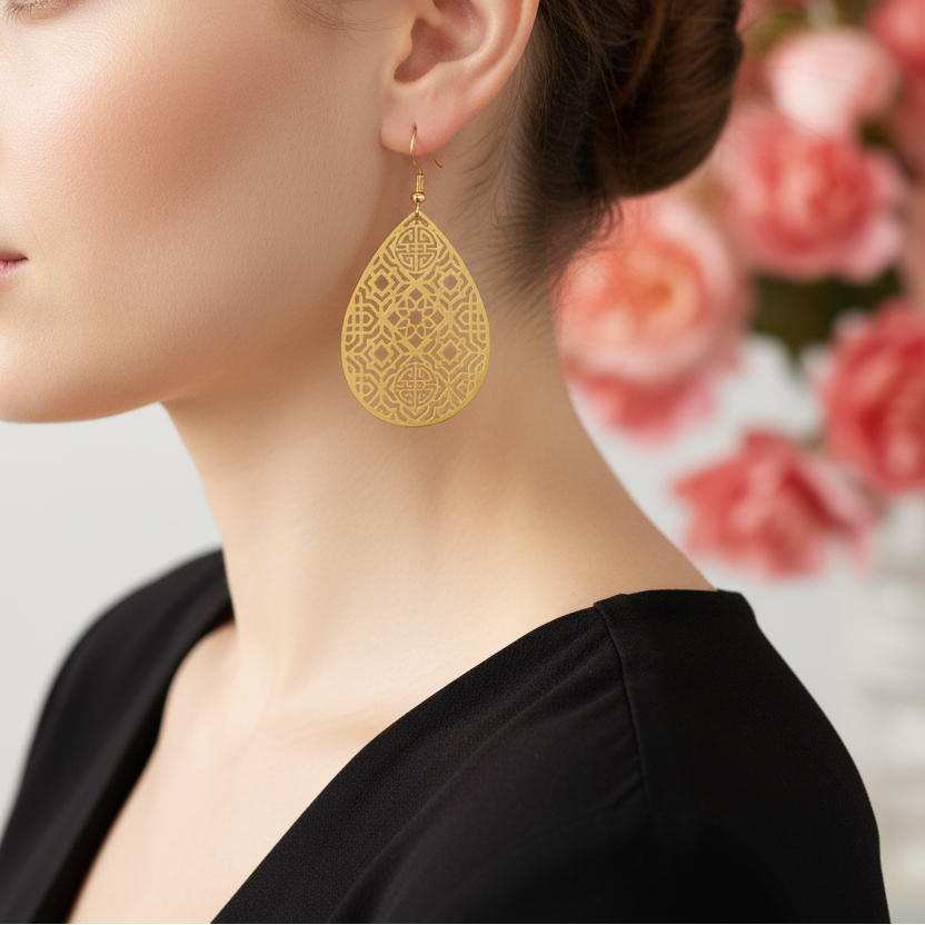 Gouden Keltische druppel oorbellen - vorig model