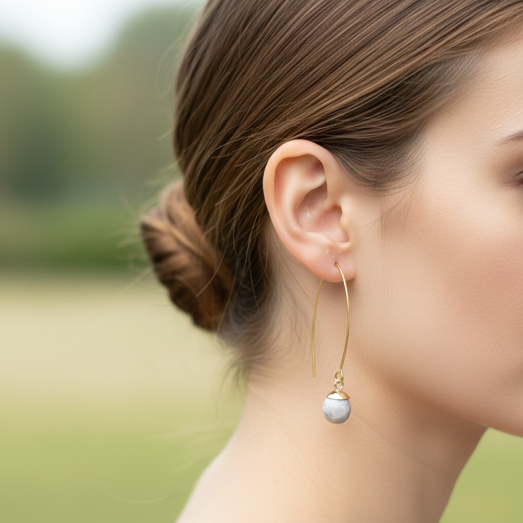 Gouden oorbellen met jaspis - achteraanzicht