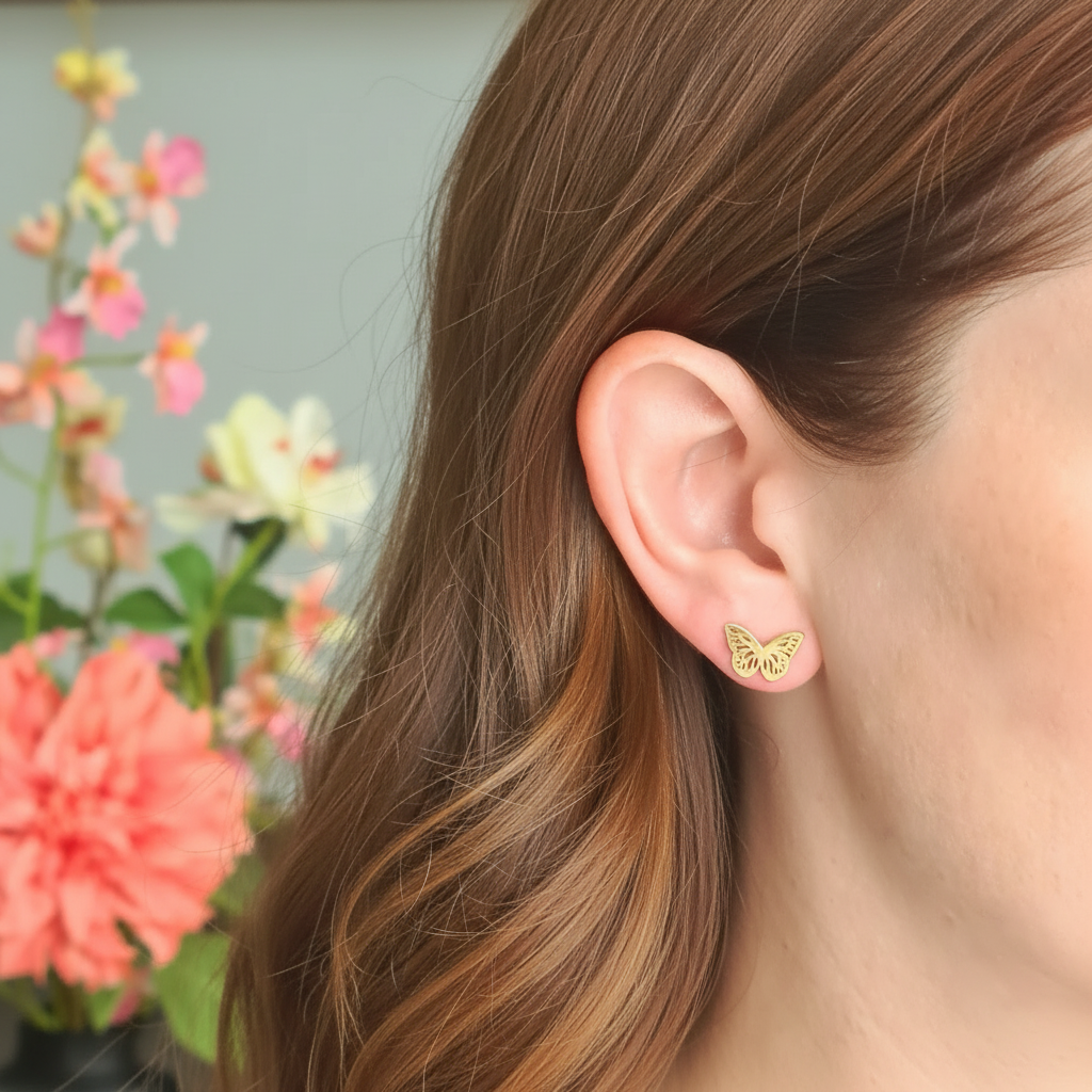 Gouden vlinder oorbellen compleet ander model
