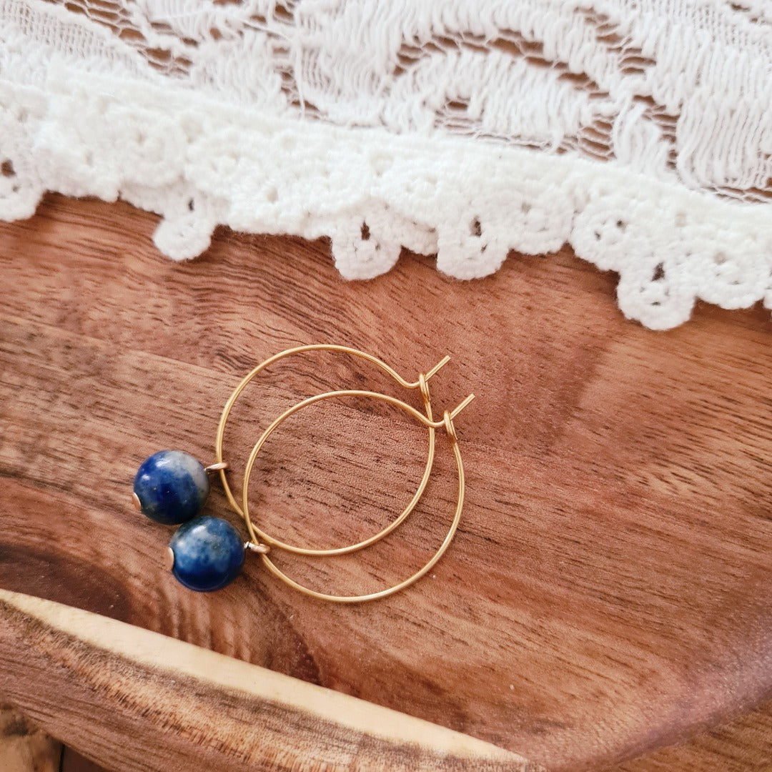 Gouden ringen met lapis lazuli steentje van stainless steel