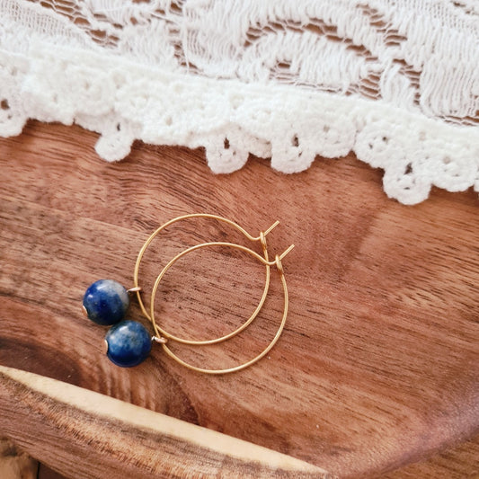 Gouden ringen met lapis lazuli steentje van stainless steel