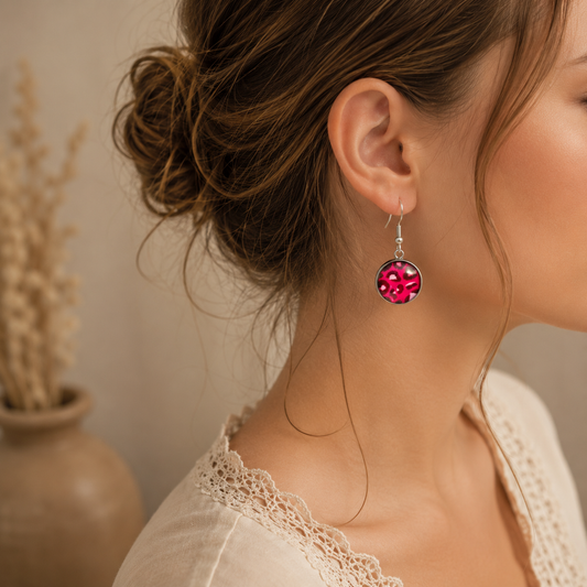 roze leopardprint hangertjes zilver