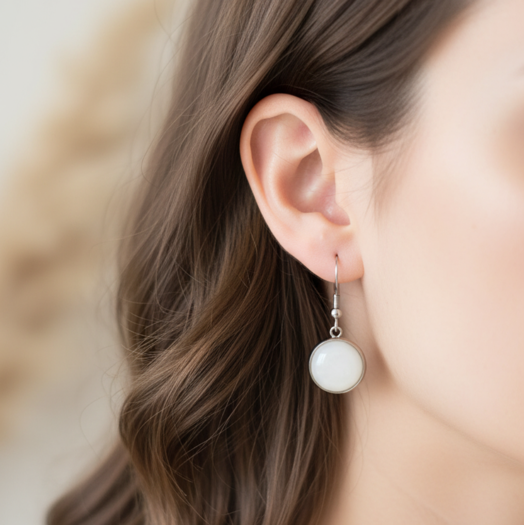 Oorbellen witte steen zilver kleine maat