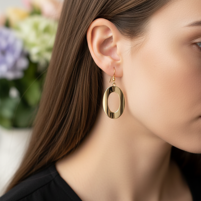 Ovale gouden oorbellen - geen oog strikte crop