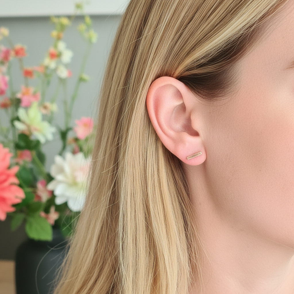 Rose gold staafjes oorbellen ander model