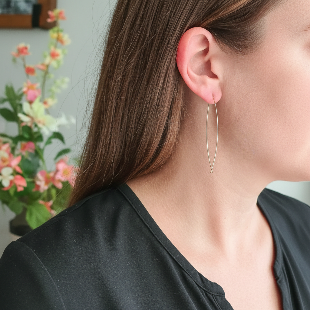 Rose goud draadoorbel schoon shirt geen oog