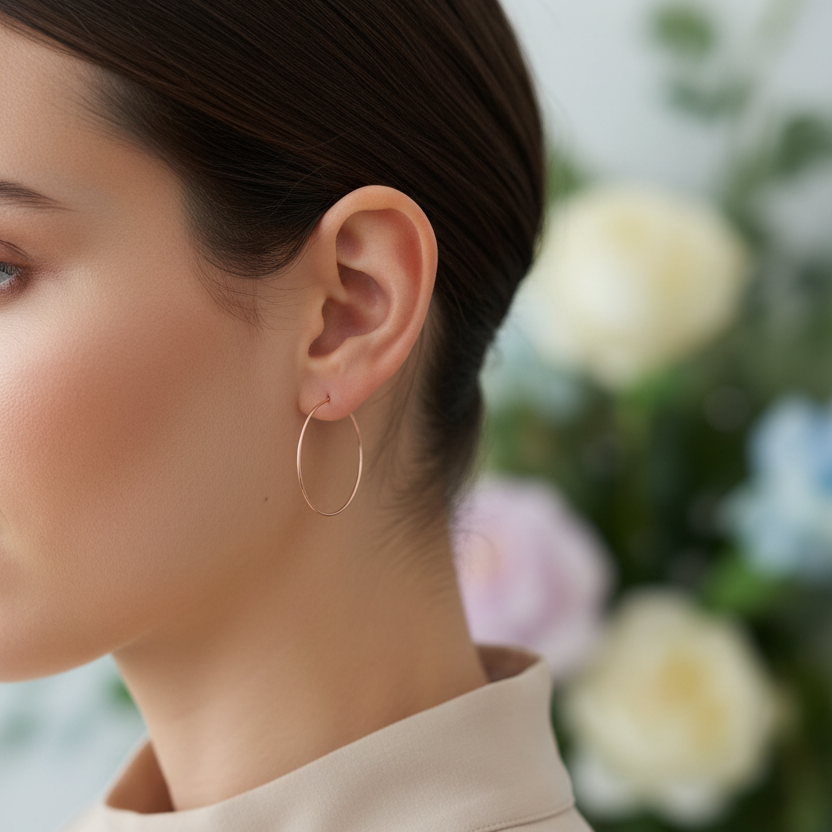 Rosegouden ringen 2,6 cm - gedragen