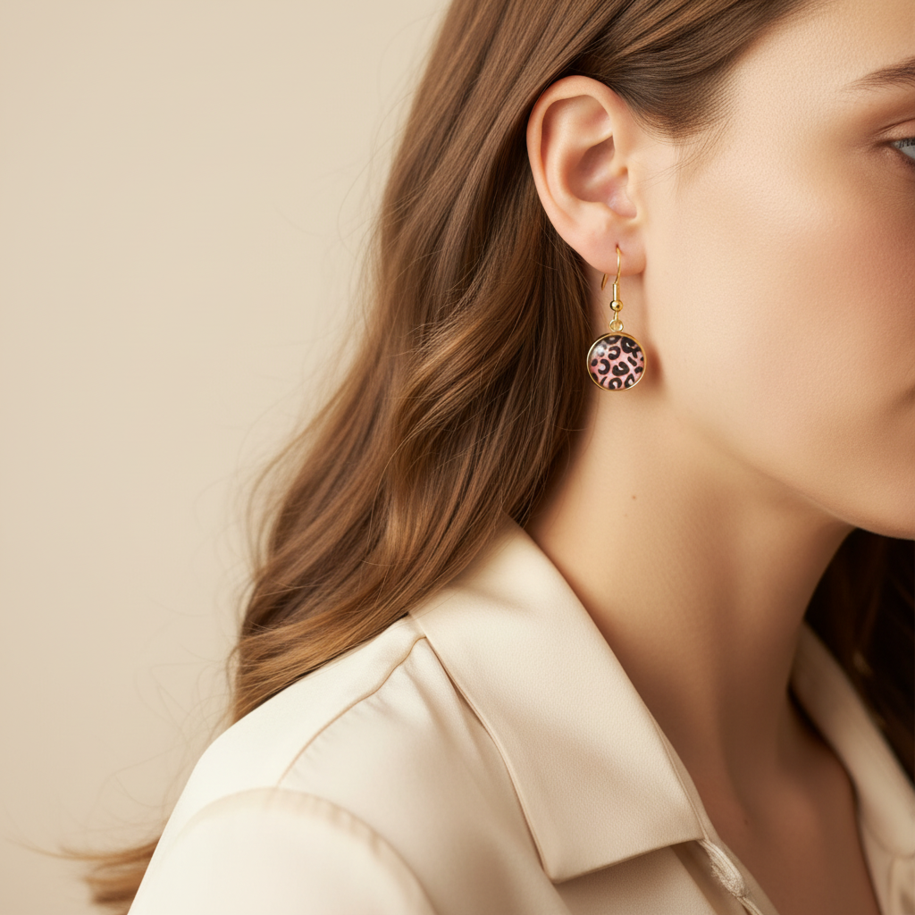 Roze leopard goud klein hangertje