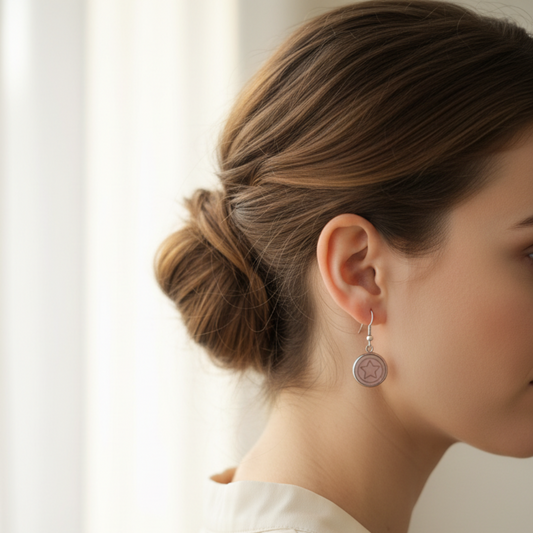 Roze ster oorbellen zonder oog