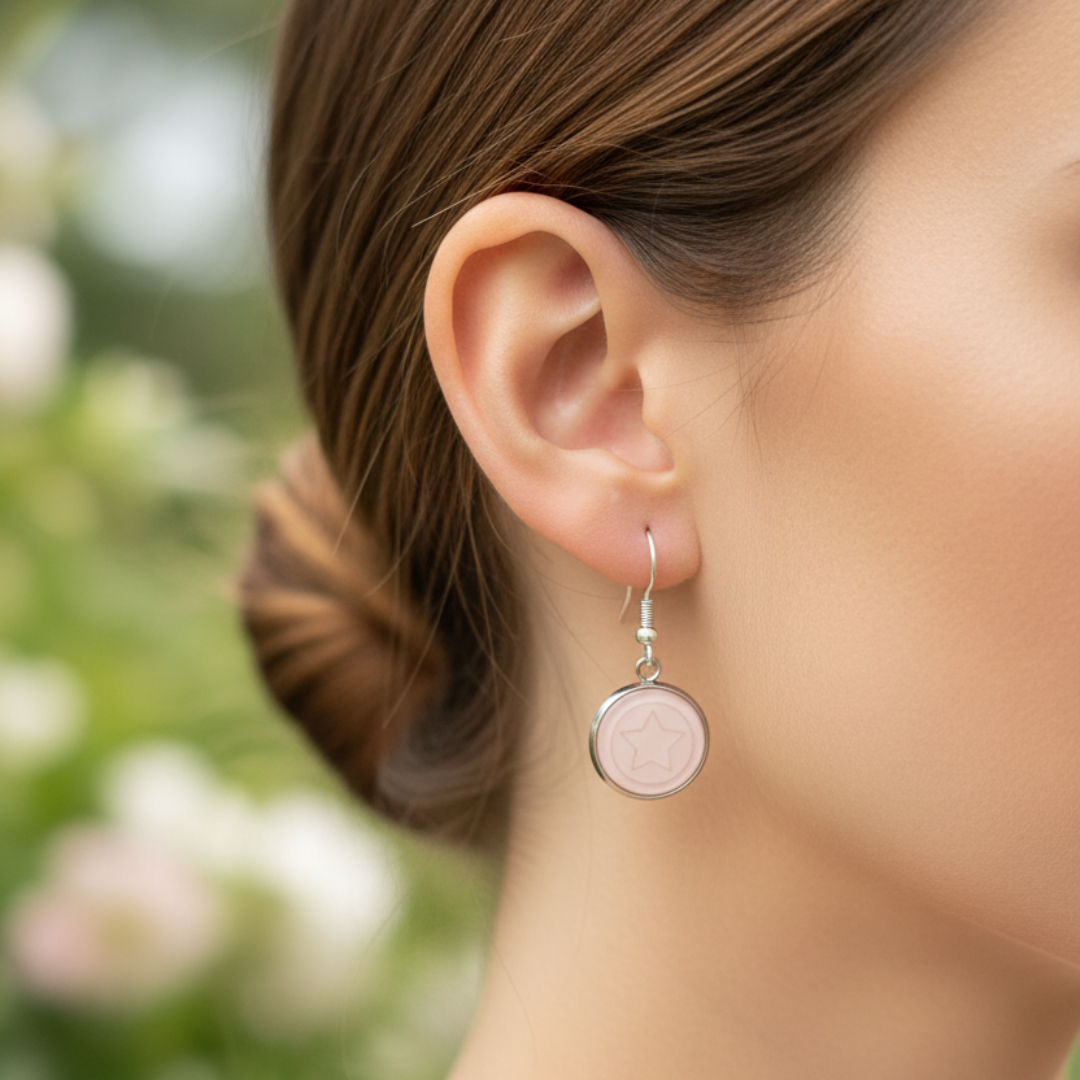 Silver earrings with thin bezel