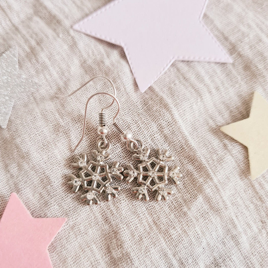 Kerst oorbellen sneeuwvlok zilver