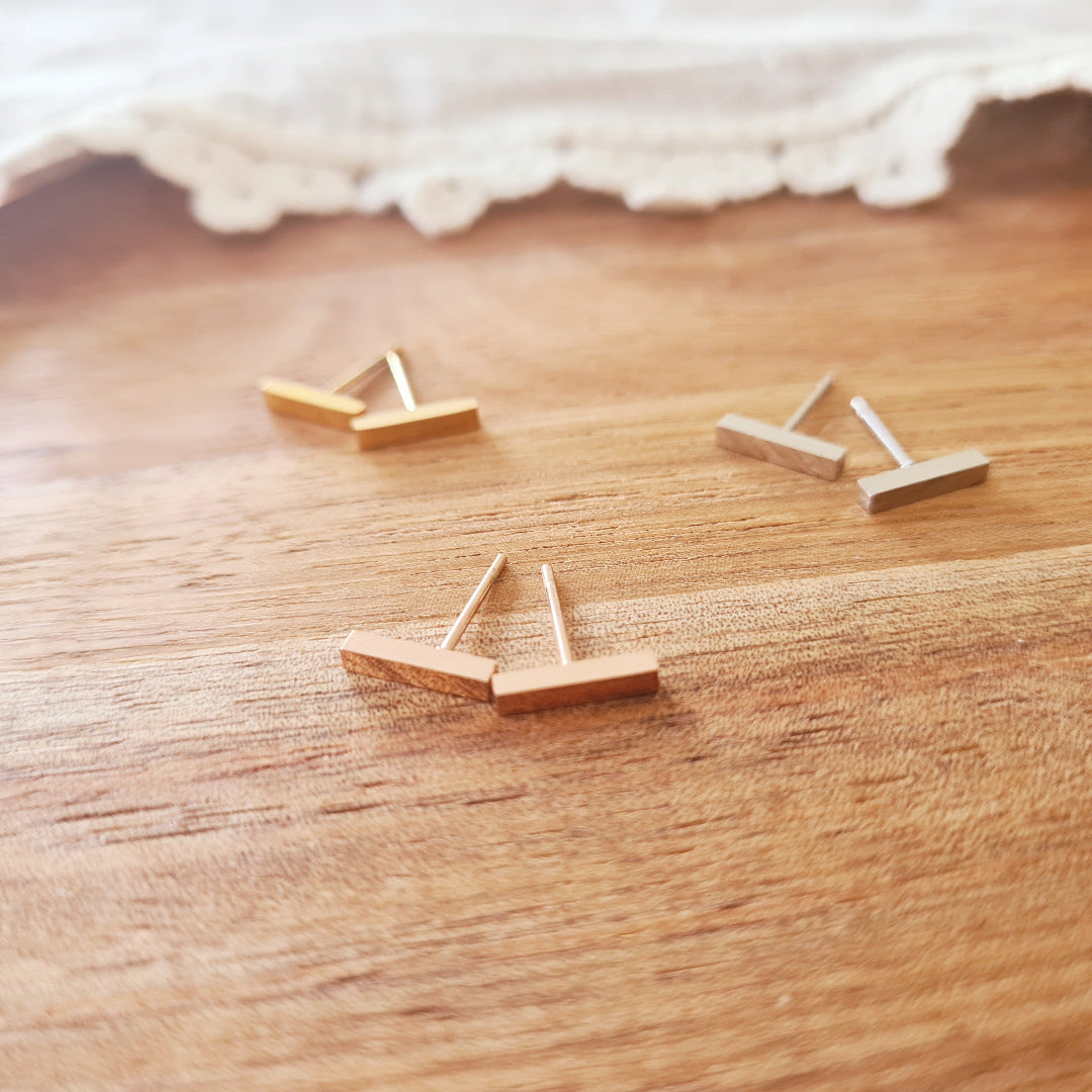 staafjes stekertjes stainless steel in goud, zilver en roségoud