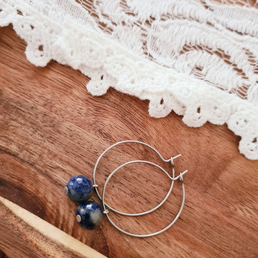 stainless steel ringen zilver met lapis lazuli steen