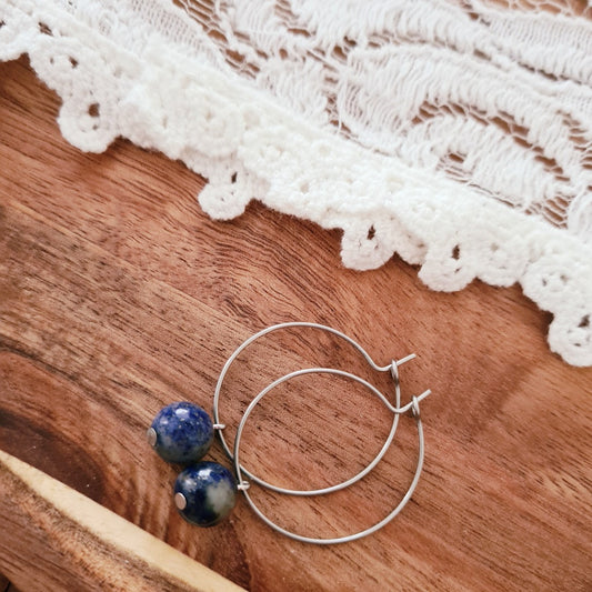 stainless steel ringen zilver met lapis lazuli steen