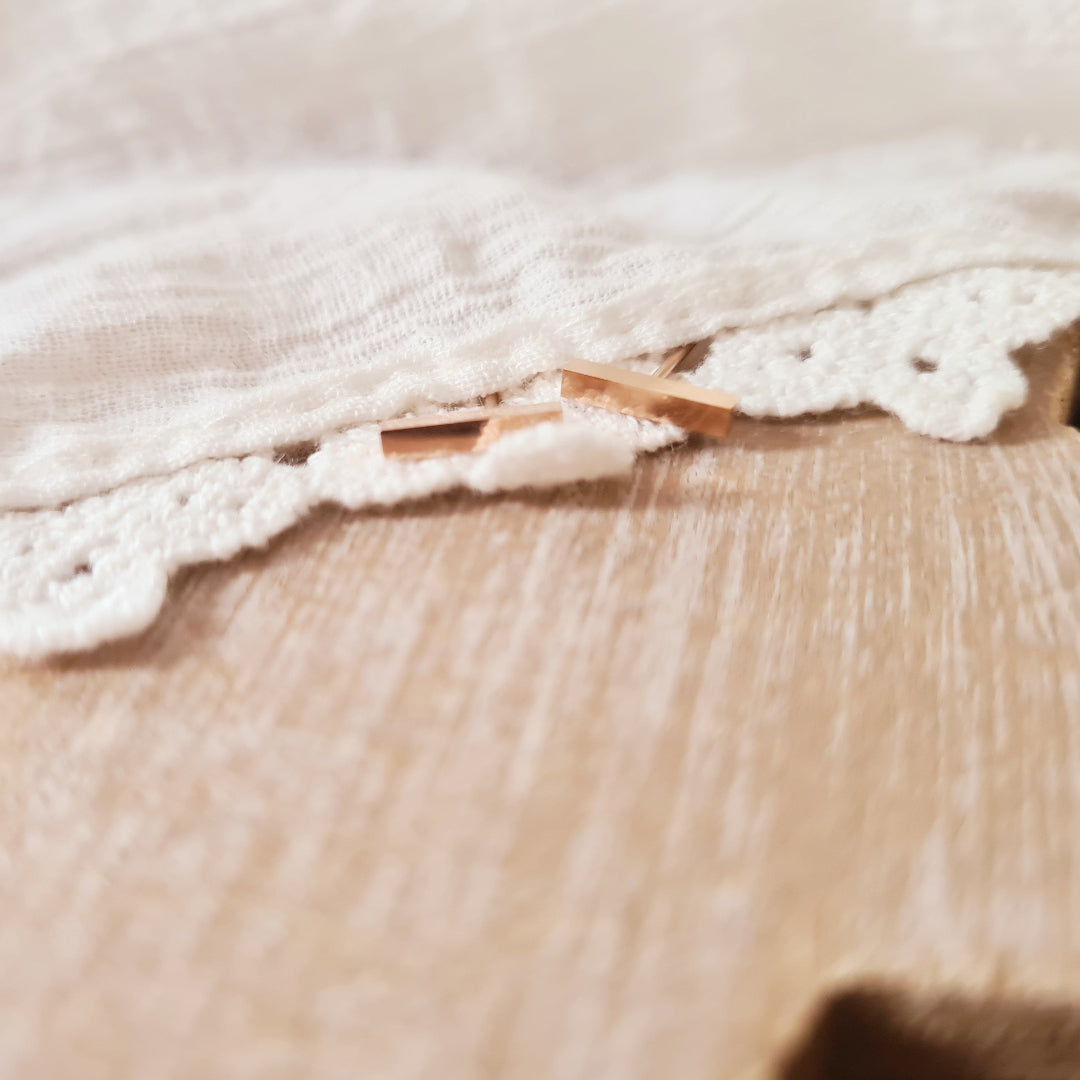 Roségouden stainless steel oorbellen minimalistisch staafje stekertjes