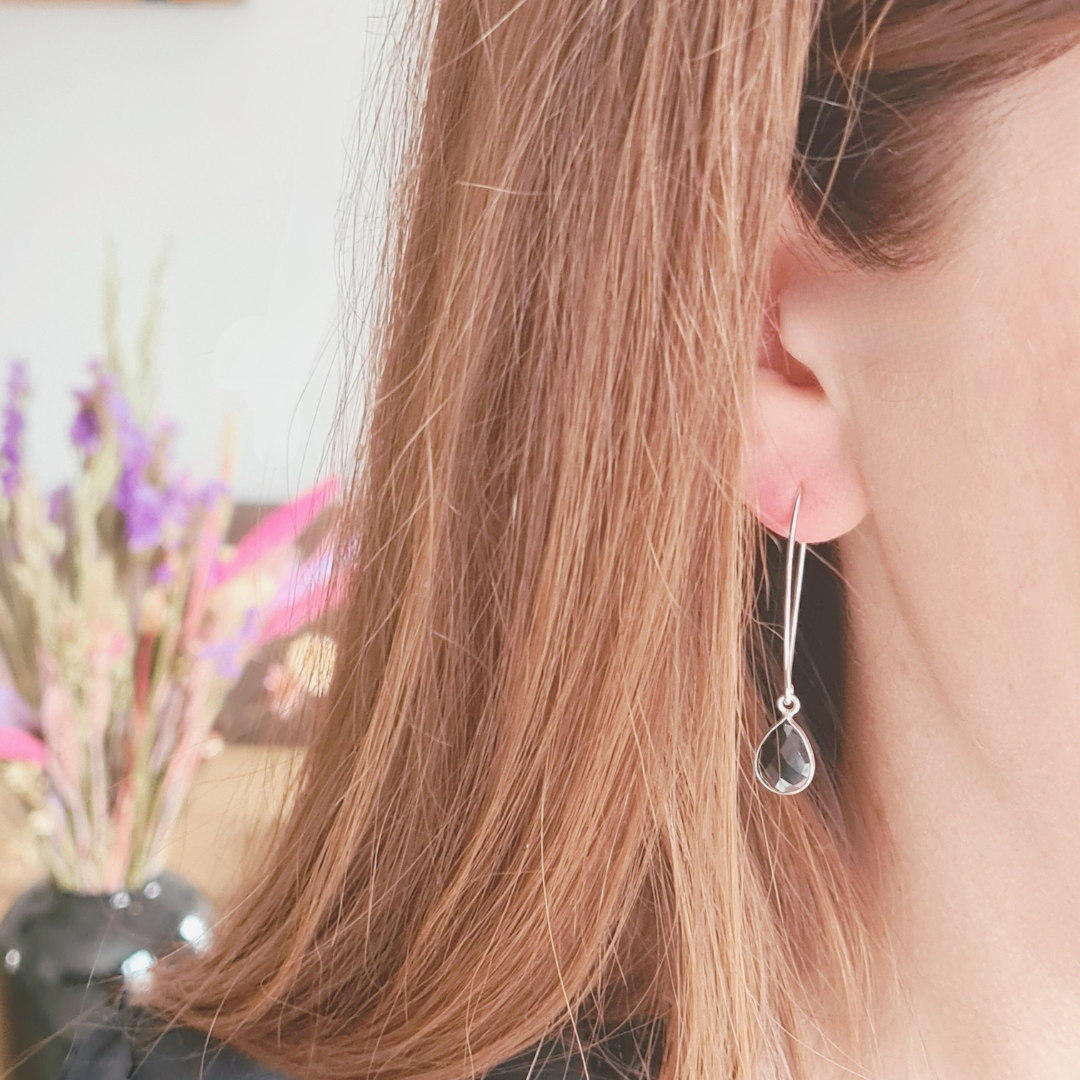 Oorbellen van 925 zilver met onyx steen