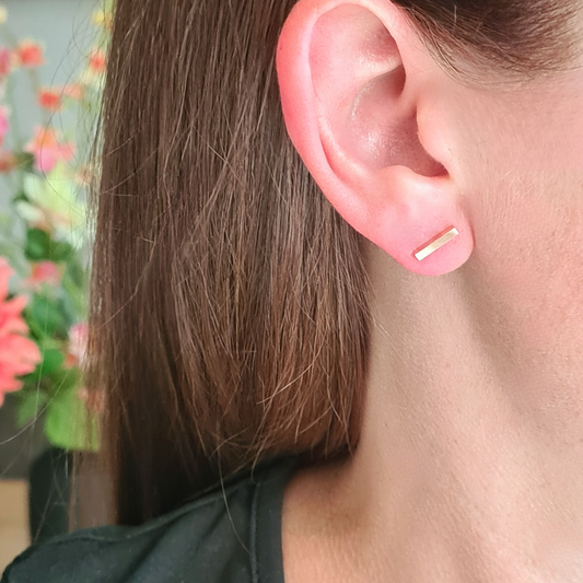 Staafjes stekertjes roségoud stainless steel minimalistische oorbellen