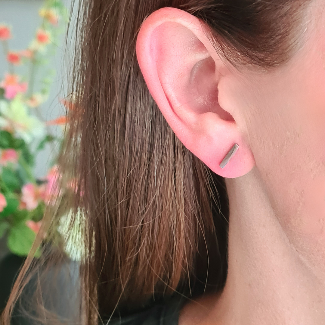 Minimalistische staafjes stekertjes zilver stainless steel